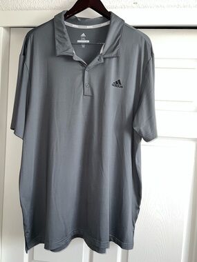 adidas Men's Grey Short-Sleeve Golf Polo